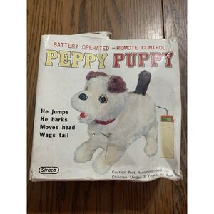 VINTAGE BATTERY OPERATED PEPPY PUPPY R/C DOG TOY STRACO - Untested